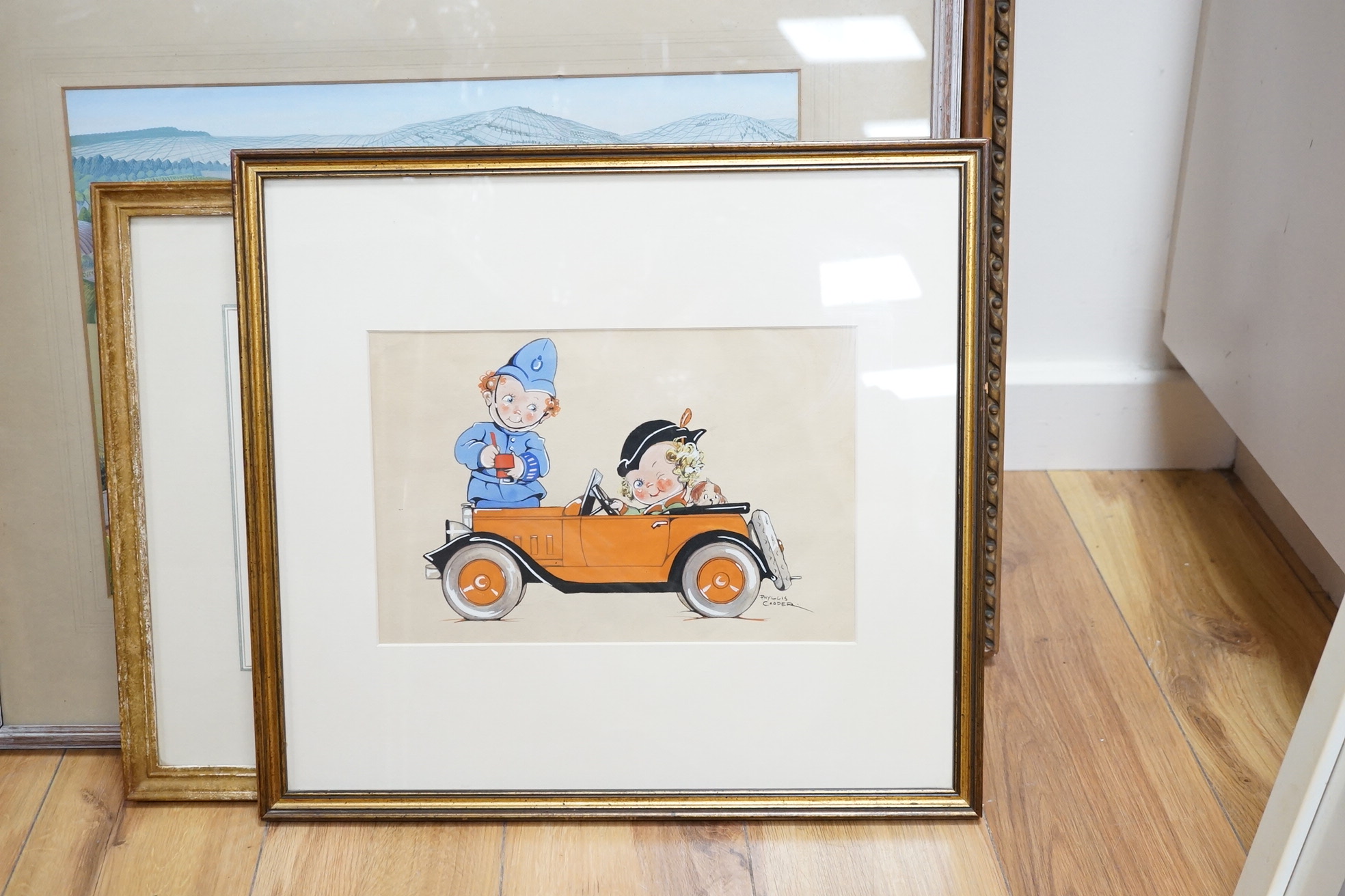 Phyllis Cooper, comical gouache, 'You’re more than a number in my little red book', signed, 20 x 30cm. Condition - good
